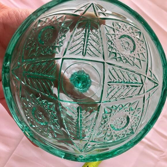 Vintage Viking Glass Dalzell Domed Lidded Cheese Butter Dish Pressed Glass Green - Picture 12 of 13